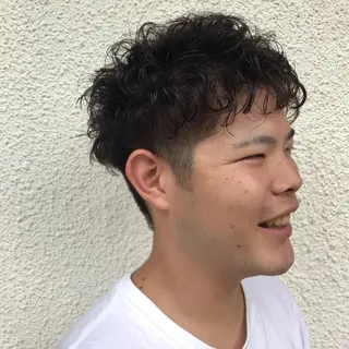ショート カラー パーマ メンズ ニュアンスパーマ/ レイヤー/茶屋町のヘアスタイル