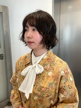 ミディアム パーマ 抜け感ボブ×パーマ |kazaneのヘアスタイル