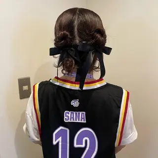 セミロング ヘアアレンジ ヘアアレンジ/ 暖色🩵hazukiのヘアスタイル