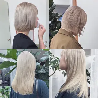 セミロング カラー ヘアアレンジ ムード造るハイトーン ケアブリーチ/ユウキのヘアスタイル