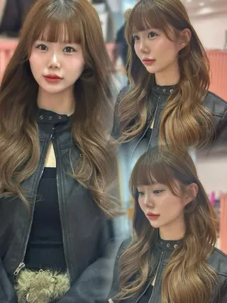 ロング 𝑴𝑶𝑲𝑨渋谷 トレンド韓国ヘア🩷のヘアスタイル