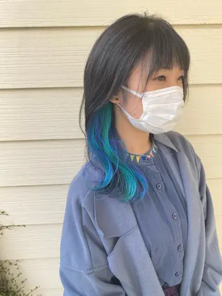 セミロング ハイトーンカラー🌈 メンズパーマ鈴木康平のヘアスタイル