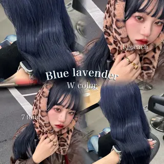 ロング カラー 暗髪🩶ラベンダー/ ブルー/ユウナ🤍のヘアスタイル