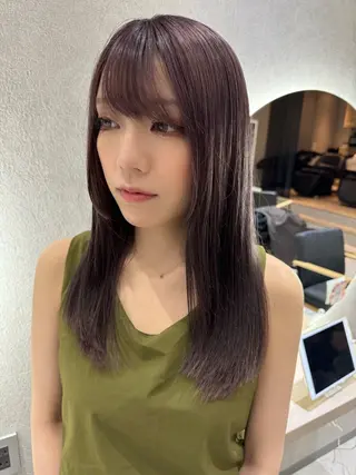 セミロング カラー 透明感カラー ボブ ミディアム 齊木勇人のヘアスタイル