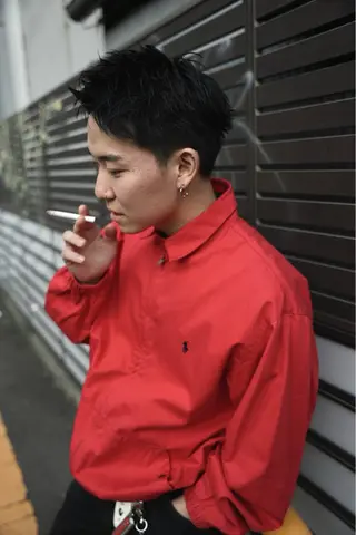 ショート メンズ スパイキーショート パーマ　具志堅　太志のヘアスタイル