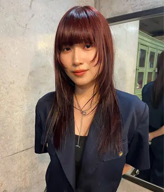 セミロング カラー パーマ ヘアアレンジ キッズ デザインパーマ メンズカット 郁美のヘアスタイル