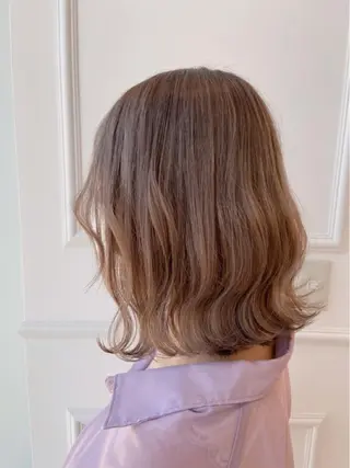 ミディアム カラー ヘアアレンジ ブリーチなし艶カラー 東家のヘアスタイル