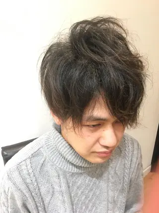 ミディアム メンズパーマ 堤　生智のヘアスタイル