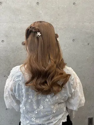 セミロング ヘアアレンジ 透明感カラー/赤み消 しカラー/もものヘアスタイル