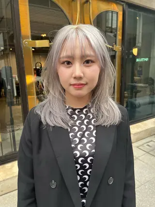 ミディアム カラー ヘアアレンジ ハイトーン/美髪矯正 🍃大江拓実のヘアスタイル