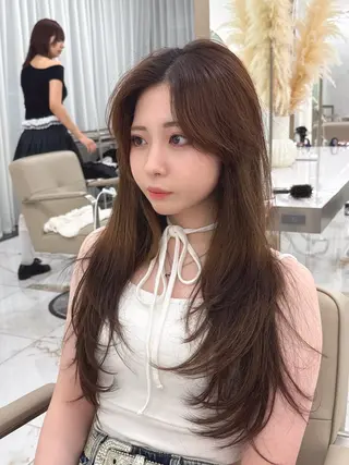 ロング のり🐼顔まわり/ 韓国/レイヤーカットのヘアスタイル