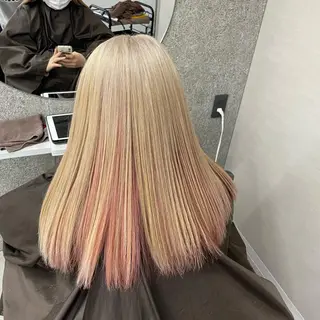 セミロング カラー Lull1人美容室 バレイヤージュのヘアスタイル