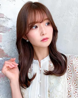 セミロング カラー 顔周り/くびれヘア 韓国ヘア💕風間るなのヘアスタイル