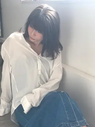 セミロング 代表　しみず としやのヘアスタイル