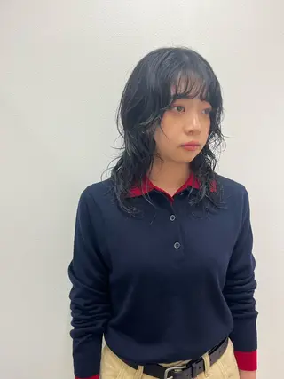 ミディアム パーマ 松村 澪里のヘアスタイル