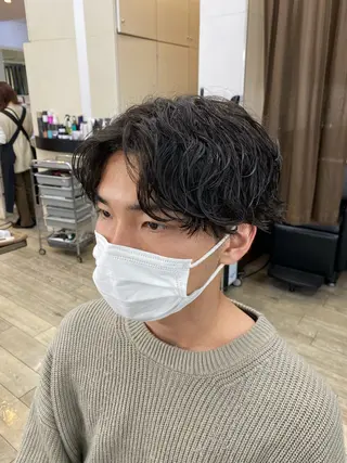 ミディアム パーマ メンズ 市川 博紀 店長のヘアスタイル