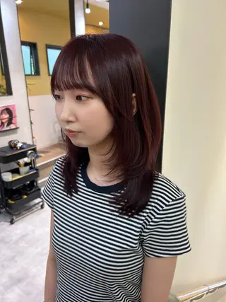 セミロング カラー hub hair レイヤー/透明感のヘアスタイル