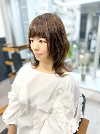 ミディアム カラー パーマ ヘアアレンジ メンズ キッズ 骨格レイヤーカット 🌿美髪縮毛矯正のヘアスタイル