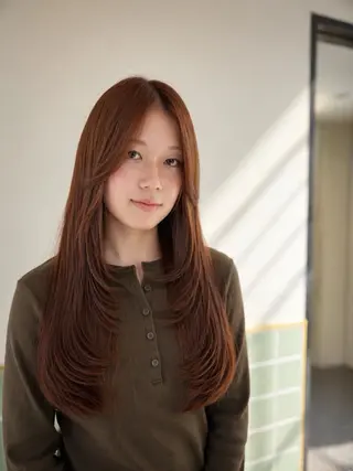 ロング カラー ヘアアレンジ 二ヶ月綺麗が続くレ イヤー/星野六三四のヘアスタイル