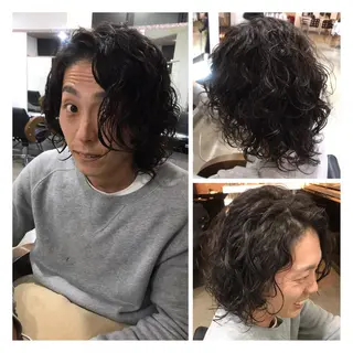 ミディアム パーマ ヘアアレンジ メンズ 烏山 達也のヘアスタイル