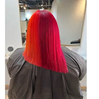 ミディアム カラー ヘアカラー&縮毛矯正 STAR☆RIVERのヘアスタイル