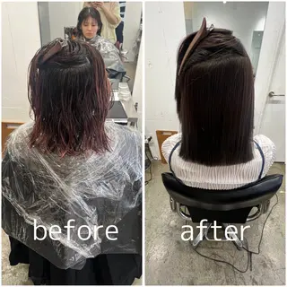 ミディアム カラー パーマ ✨髪質改善矯正× ブリーチ✨YU-KIのヘアスタイル