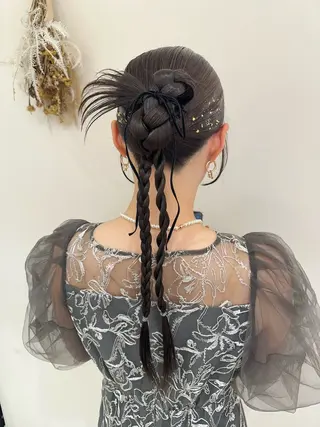 ロング カラー ヘアアレンジ タイトボブ個性派カラ ーAKANEのヘアスタイル