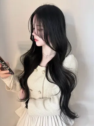 ロング カラー みゅう／韓国：網紅： トレンドヘアのヘアスタイル