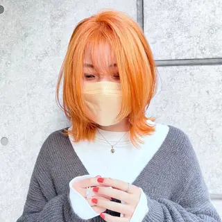 ミディアム カラー 癖毛救済✂️ボブ /髪質改善ストレートのヘアスタイル