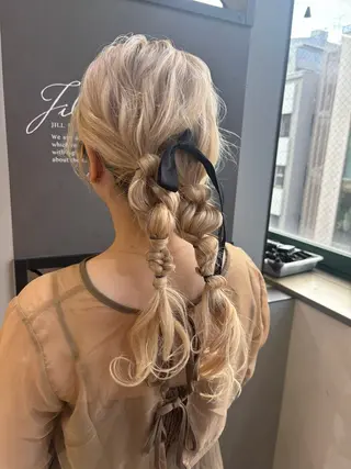 ヘアアレンジ ブリーチなしWカラー ヘアセット菜希のヘアスタイル