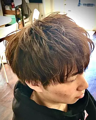 ショート カラー パーマ ヘアアレンジ メンズ men's特化　石井 貴章のヘアスタイル