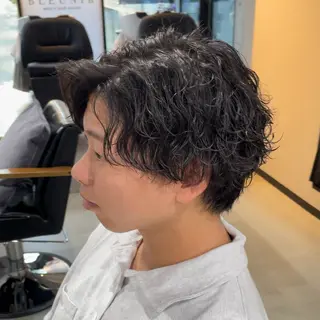 ショート パーマ メンズ 中崎町メンズパーマ/ シャドウ/山下拓実のヘアスタイル