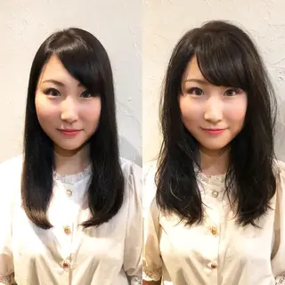 セミロング 髪質改善縮毛矯正 専門店のヘアスタイル