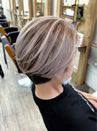 ミディアム カラー パーマ ヘアアレンジ メンズ 二ヶ月綺麗なデザイン カット/星野六三四のヘアスタイル