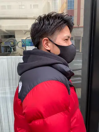 ショート ヘアアレンジ メンズ キッズ 韓国🇰🇷レイヤー カットオリーブカラーのヘアスタイル