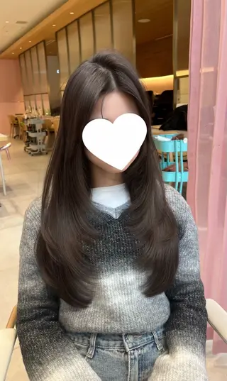 ロング 赤み消し透明感カラー 似合わせ前髪柴田礼空のヘアスタイル