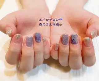 ネイル ショートネイル 森のさんぽ道のネイルデザイン