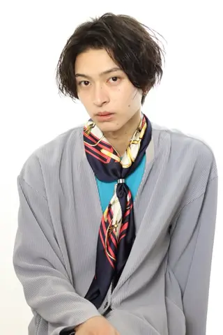 ミディアム カラー パーマ メンズ [渋谷美容師] 玲弥のヘアスタイル