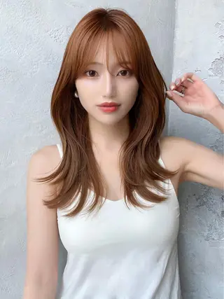 セミロング カラー 顔周り/くびれヘア 韓国ヘア💕風間るなのヘアスタイル