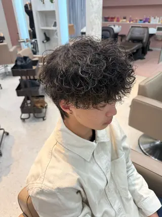 ショート カラー パーマ メンズ キッズ 【メンズパーマ特化】 壱岐祥一朗のヘアスタイル