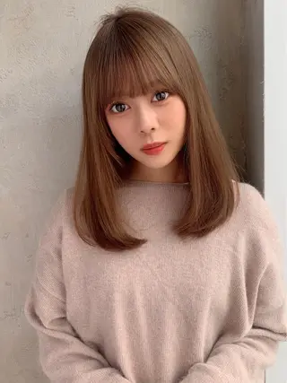 ミディアム カラー 新宿✨顔周りカット 韓国ヘア/坂本亜裟海のヘアスタイル