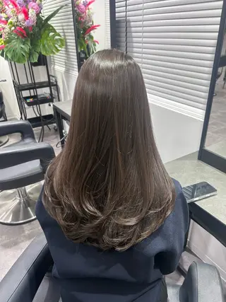 ロング カラー パーマ ヘアアレンジ メンズ キッズ ブリーチなしカラー/ ブラウン/レイヤーのヘアスタイル