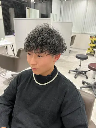 ショート カラー パーマ 関西センターパート メンズモデル募集のヘアスタイル