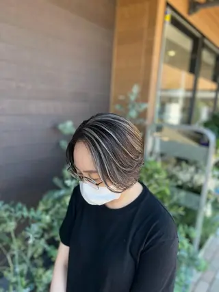 ショート カラー 太白区/白髪ぼかし ハイライト/千葉達人のヘアスタイル