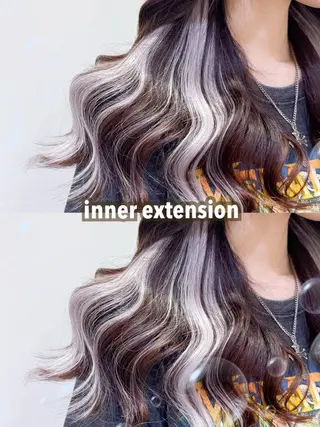 セミロング 横浜🍒ルーツカラー エクステ／RIEのヘアスタイル