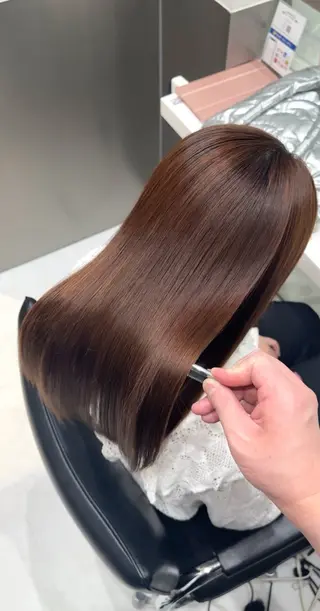 ロング 縮毛矯正クロスパーマ 益子達也のヘアスタイル