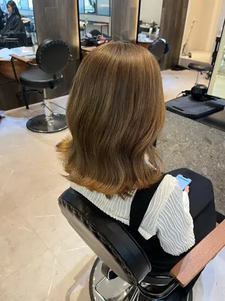 セミロング カラー オリーブカラー🫒/ ハッシュカット/みゆのヘアスタイル