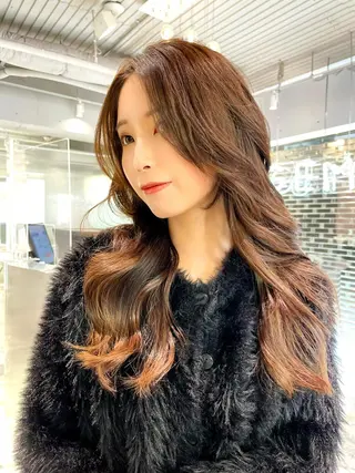 ロング カラー ヘアアレンジ レイヤー/髪質改善 縮毛/ハッシュカットのヘアスタイル