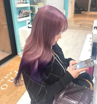 ロング カラー 韓国風ハッシュカット 似合わせレイヤー池袋のヘアスタイル