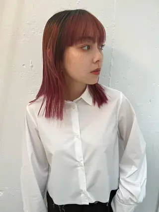 カラー ブリーチカラー🎀 韓国風/寺門美優のヘアスタイル